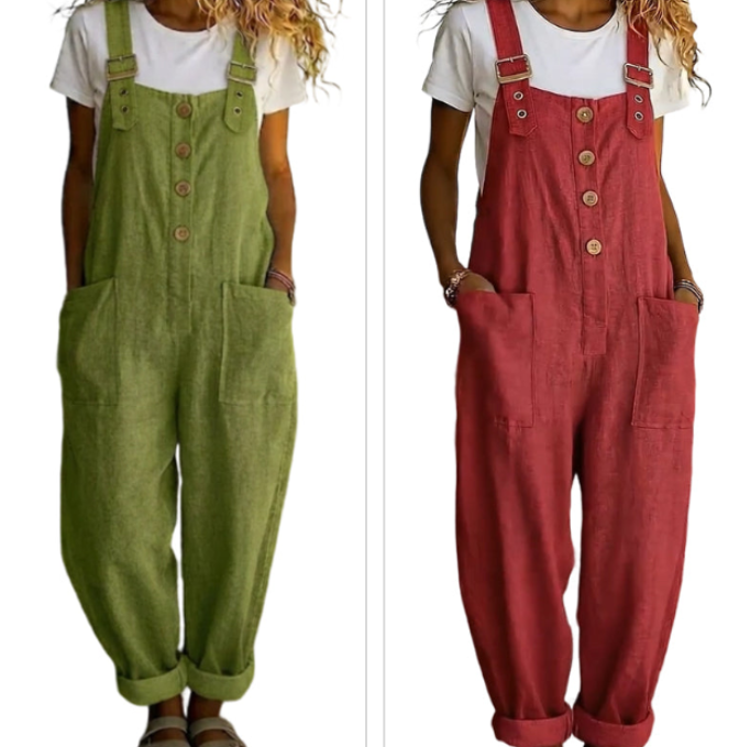 đJETZT 70 % RABATT! đż Lässige Damen-Latzhose mit Knopfleiste â Verstellbare Träger, atmungsaktives Material & bequeme Passform â¨