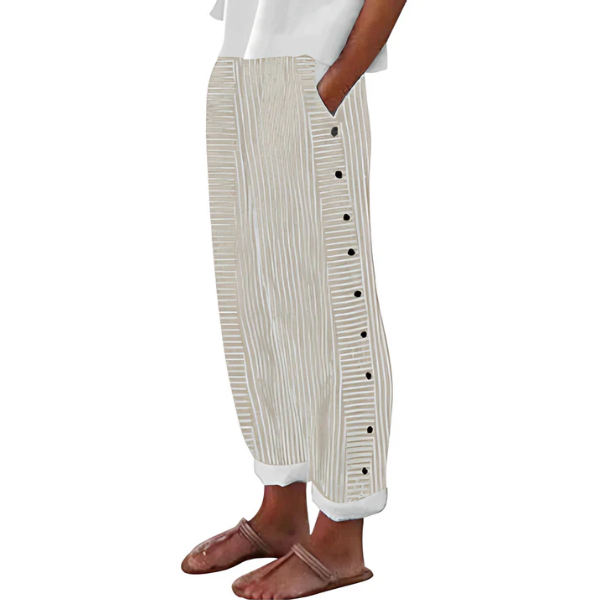 👖🎉 SOLANGE DER VORRAT REICHT: 50% RABATT! Bequeme blau gestreifte Hose mit Seitentaschen – Leicht, lässig & perfekt für Alltag & Freizeit ✨