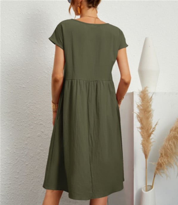 👗✨ خصم 50%! فستان قطني سادة فضفاض بدون أكمام – خفيف، كاجوال ومثالي للصيف 🌞