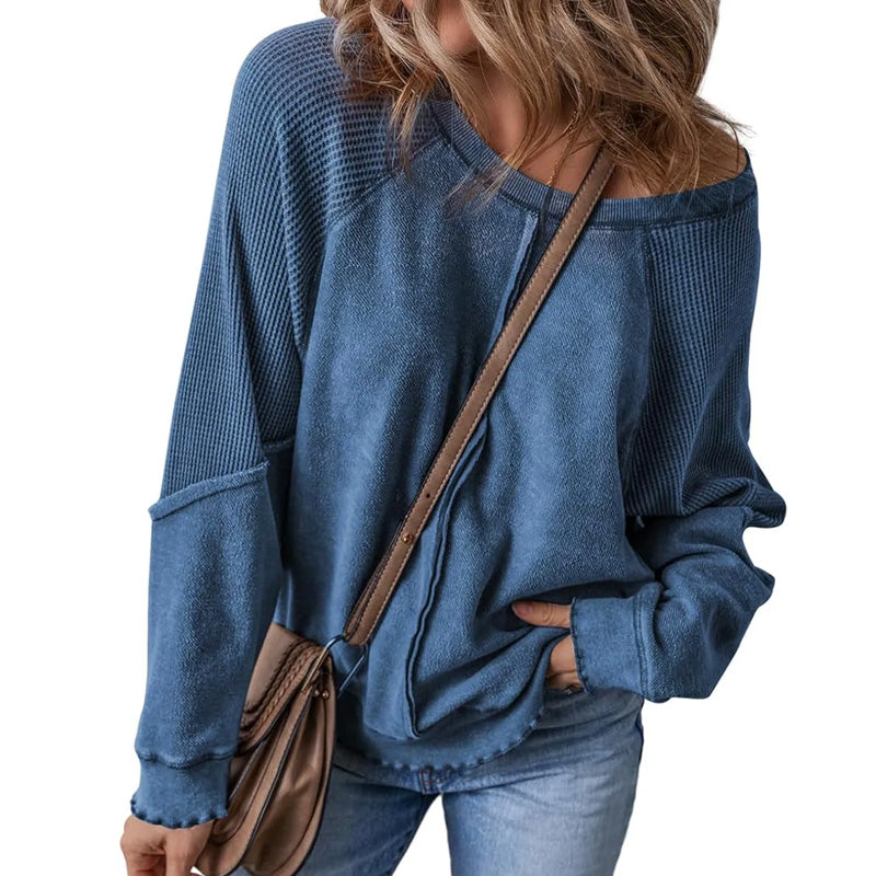 👕✨ 50% RABATT! Lässiges Rundhals-Top mit langen Ärmeln für Damen – Bequem, vielseitig & perfekt für Alltag, Freizeit & kühlere Tage 🍂