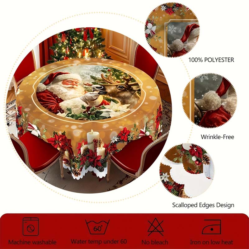 🎁Black-Friday-Mega-Angebot🎄Weihnachtstischdecke - Festliche Tischdeko für Weihnachtstisch & Feiertage, waschbar