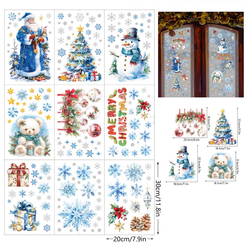 💖 50 % Rabatt!💖Weihnachtliche Glitzer-Fensteraufkleber 9-teilig