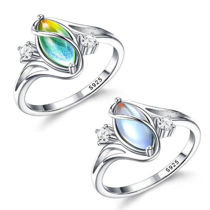 💍 💎 Geometrischer Damenring mit ovalem grünem Mondstein & Zirkonia – Modern, Stilvoll & Täglicher Tragekomfort ✨