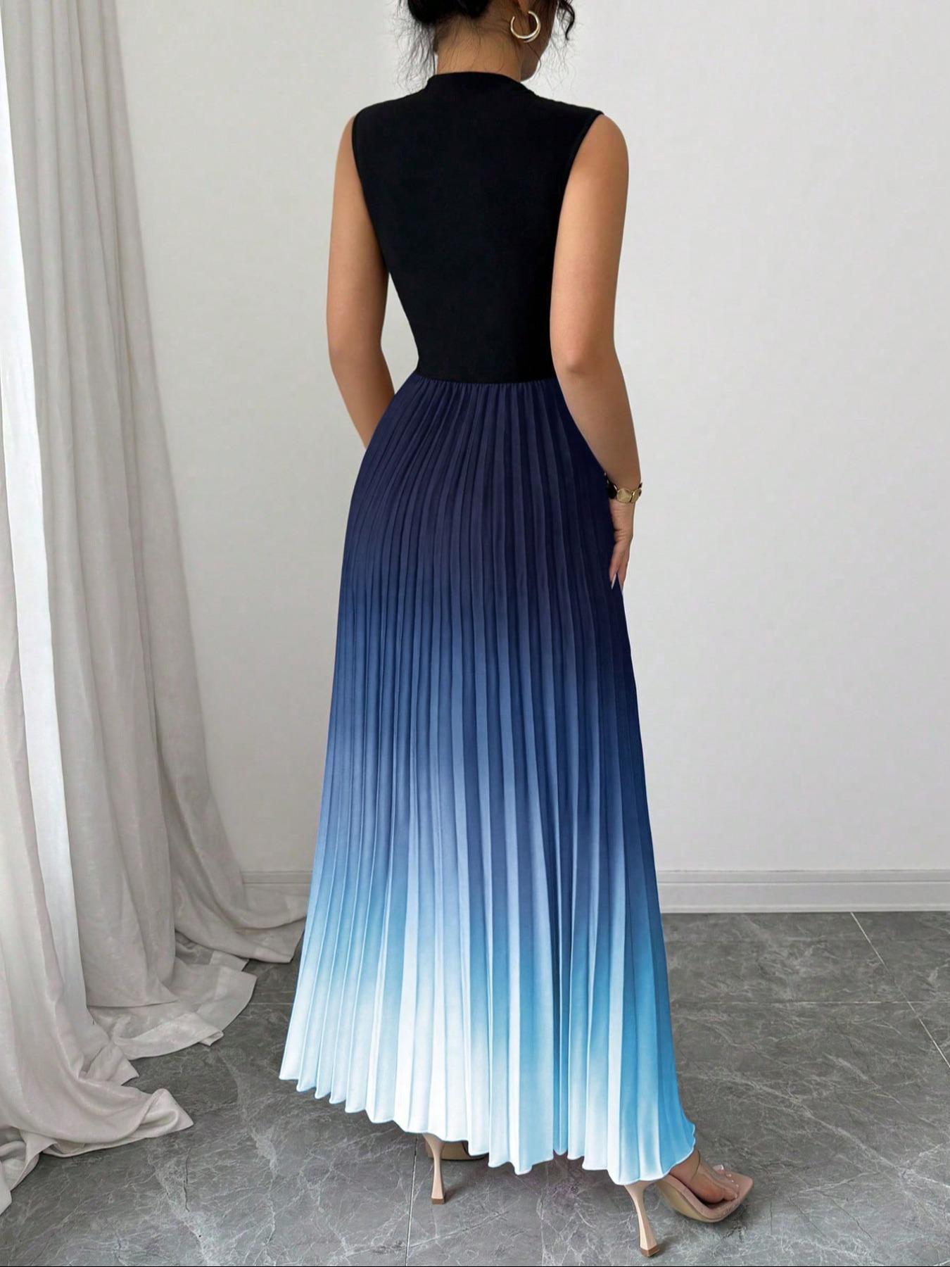 đ⨠OmbrĂŠ-Faltenärmelloses Stehkragen-Maxikleid â 50% RABATT! Romantisch, feminin & perfekt fĂźr festliche Anlässe â¤ď¸