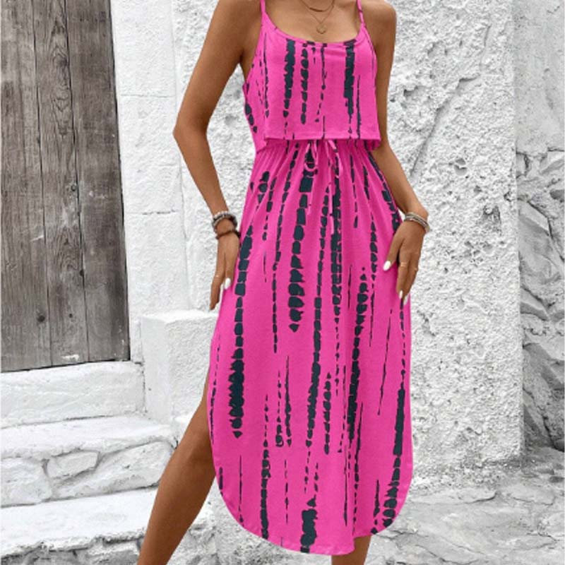 👗🌸 Damen-Midikleid in Batik-Optik mit Spaghettiträgern – 50% RABATT! Boho-Chic, leicht & perfekt für Sommer, Strand oder festliche Anlässe 🏖️