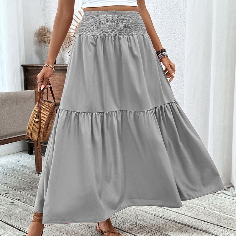 👗✨ Maxirock für Damen mit hoher Taille, Smok-Detail und A-Linien-Schnitt – 50% RABATT! Figurumarmend, lässig & perfekt für Alltag und festliche Anlässe 🌹
