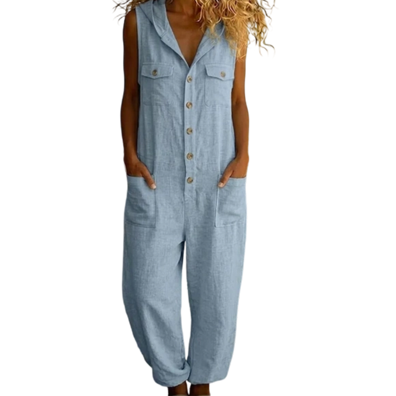 đ2026 Neuheiten 50 % Rabattđ„LĂ€ssiger, Ă€rmelloser Jumpsuit mit Kapuze fĂŒr Damen