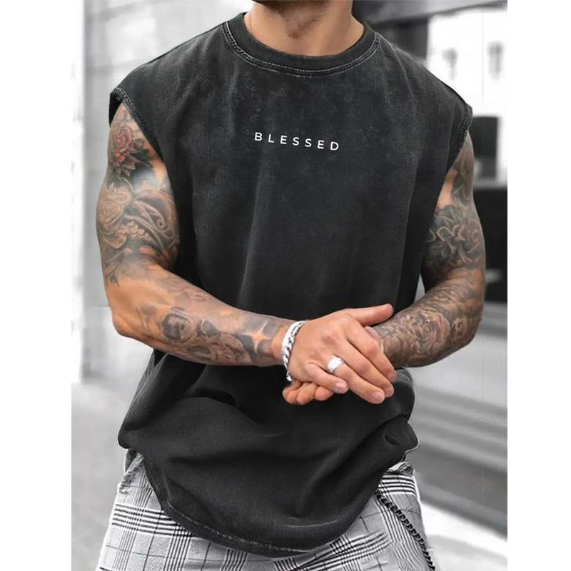 ✨🎽 Herren Vintage-Tanktop im Acid-Wash-Look – leicht, locker geschnitten & maskulin – ideal für Sport, Freizeit & heiße Tage
