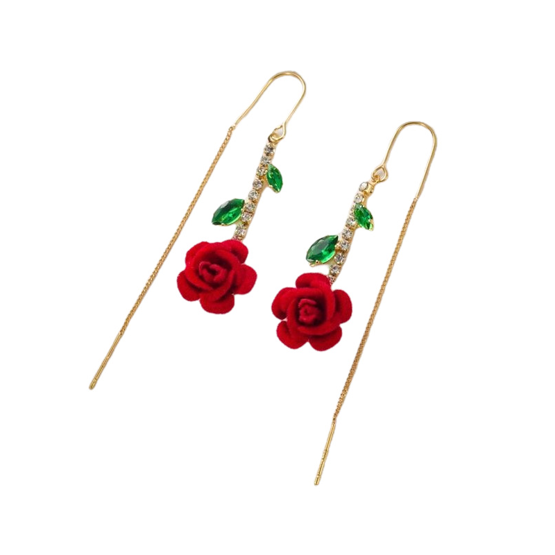 đš JETZT 50 % RABATT! đ Rote Rosen-Ohrstecker mit Kristallstiel â zartes Design, leicht und perfekt fĂźr romantische Anlässe oder den eleganten Alltag â¨