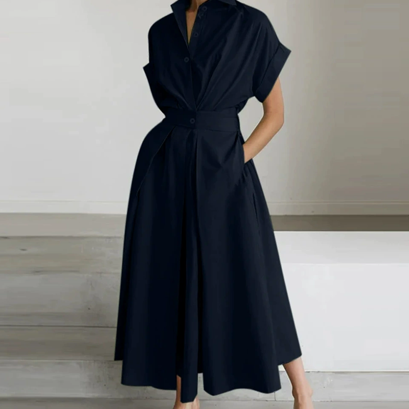 👔🌸 ELEGANTES HEMDBLUSENKLEID IN A-LINIE MIT REVERSKRAGEN UND HOHER TAILLE – 50% RABATT! Stilsicher, schmeichelhaft & perfekt für Büro, Date oder festliche Anlässe 💼