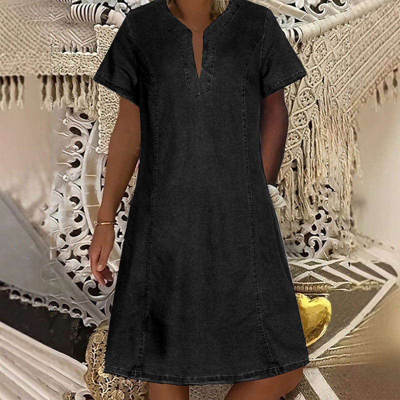 đ⨠50% RABATT! Damen-Jeanskleid mit kurzen Ărmeln und V-Ausschnitt â Lässig, zeitlos & perfekt fĂźr den Sommer âď¸