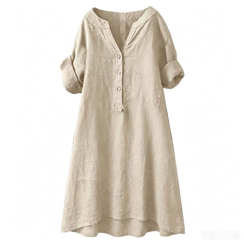đ⨠Lässiges Tunika-Kleid mit V-Ausschnitt und Knopfleiste fĂźr Damen â 50% RABATT! Vielseitig, bequem & perfekt fĂźr Alltag, BĂźro oder Urlaub đ