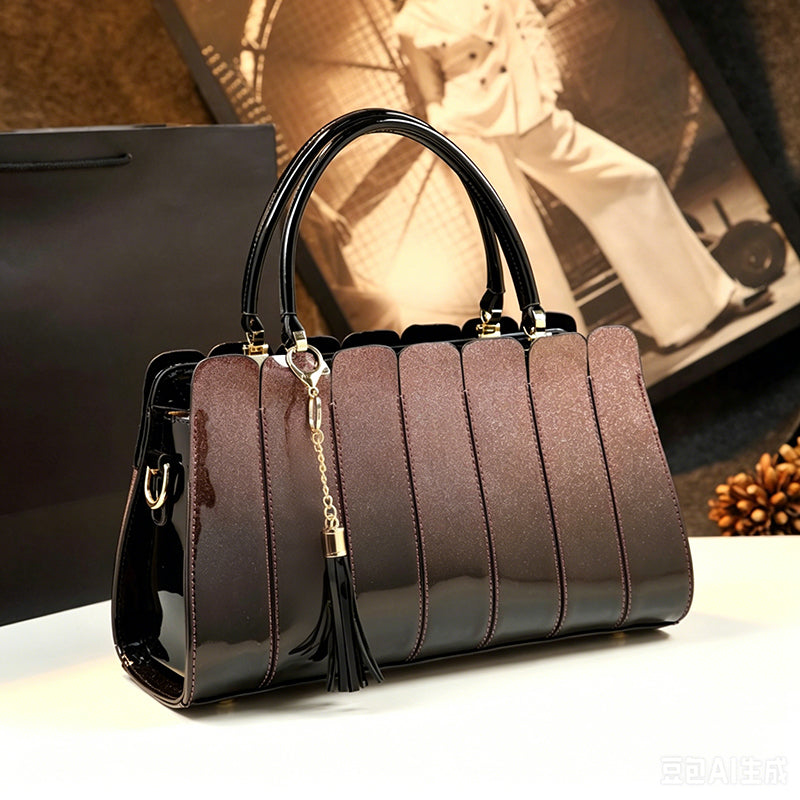 ⏰ 40 % RABATT – Nur für kurze Zeit ✨Damen Satchel Tasche mit Glanz-Effekt 💎 Gradient Design & Moderner Look