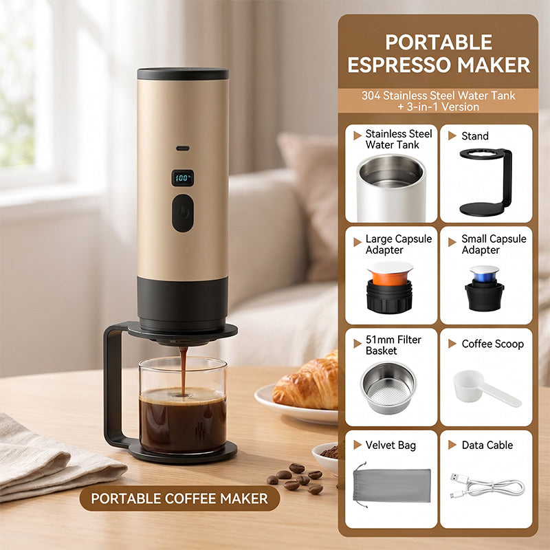 ☕🚗 50% RABATT! Tragbare Espressomaschine für Reisen – Kompakt, akkubetrieben & perfekt für frischen Kaffee unterwegs, im Auto oder Zelt ⛺✨