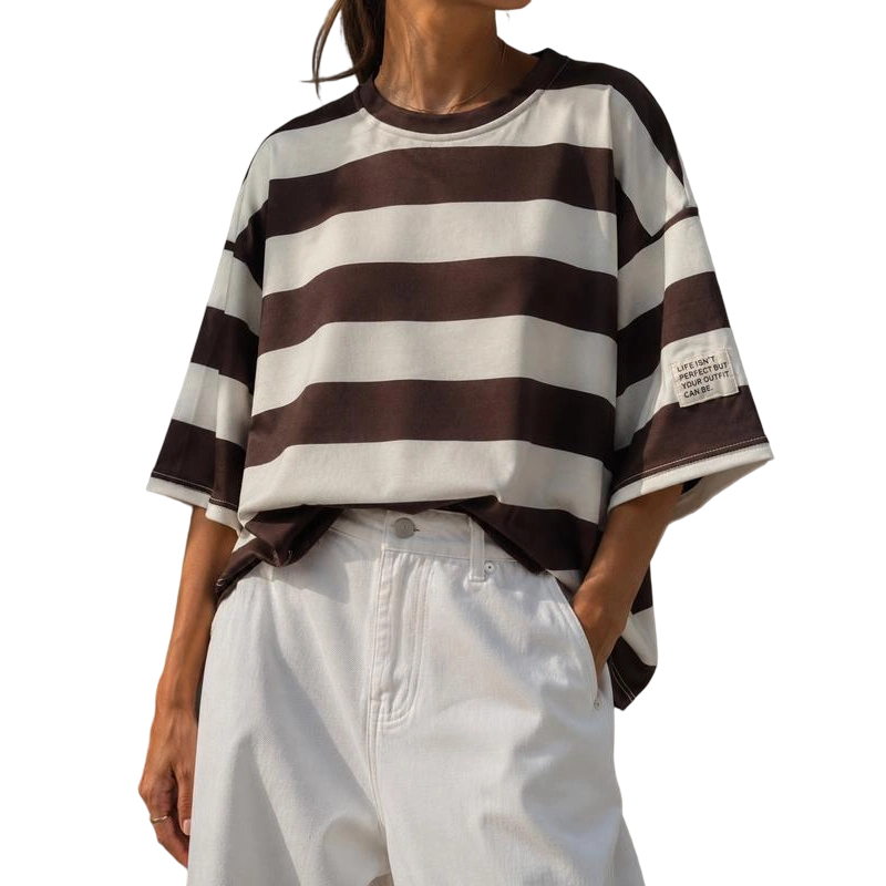 👕✨ 50% RABATT! Herren gestreiftes Oversized-T-Shirt mit lockerer Passform und Halbarm – Lässig, bequem & perfekt für Sommer, Freizeit & Streetwear-Looks ☀️