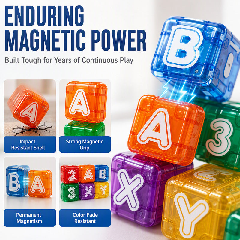 Magnetische Buchstaben- und Zahlenwürfel für Kinder