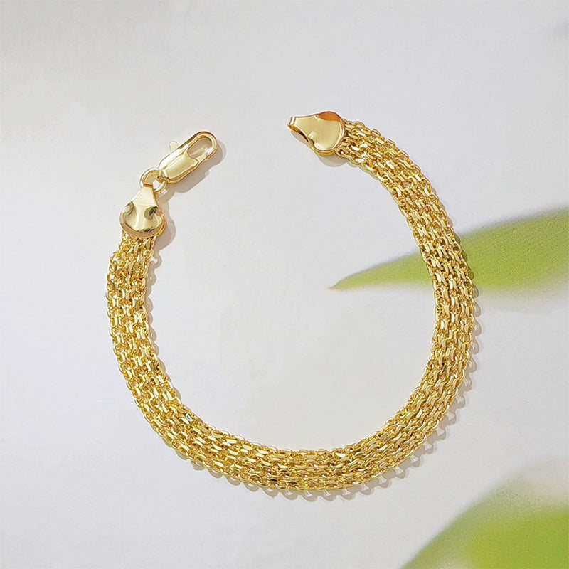 💎 50% RABATT! ✨ 14K vergoldetes breites Mesh-Armband – Luxuriöses Design, langlebig & elegant – Perfektes Geschenk für sie 🎁