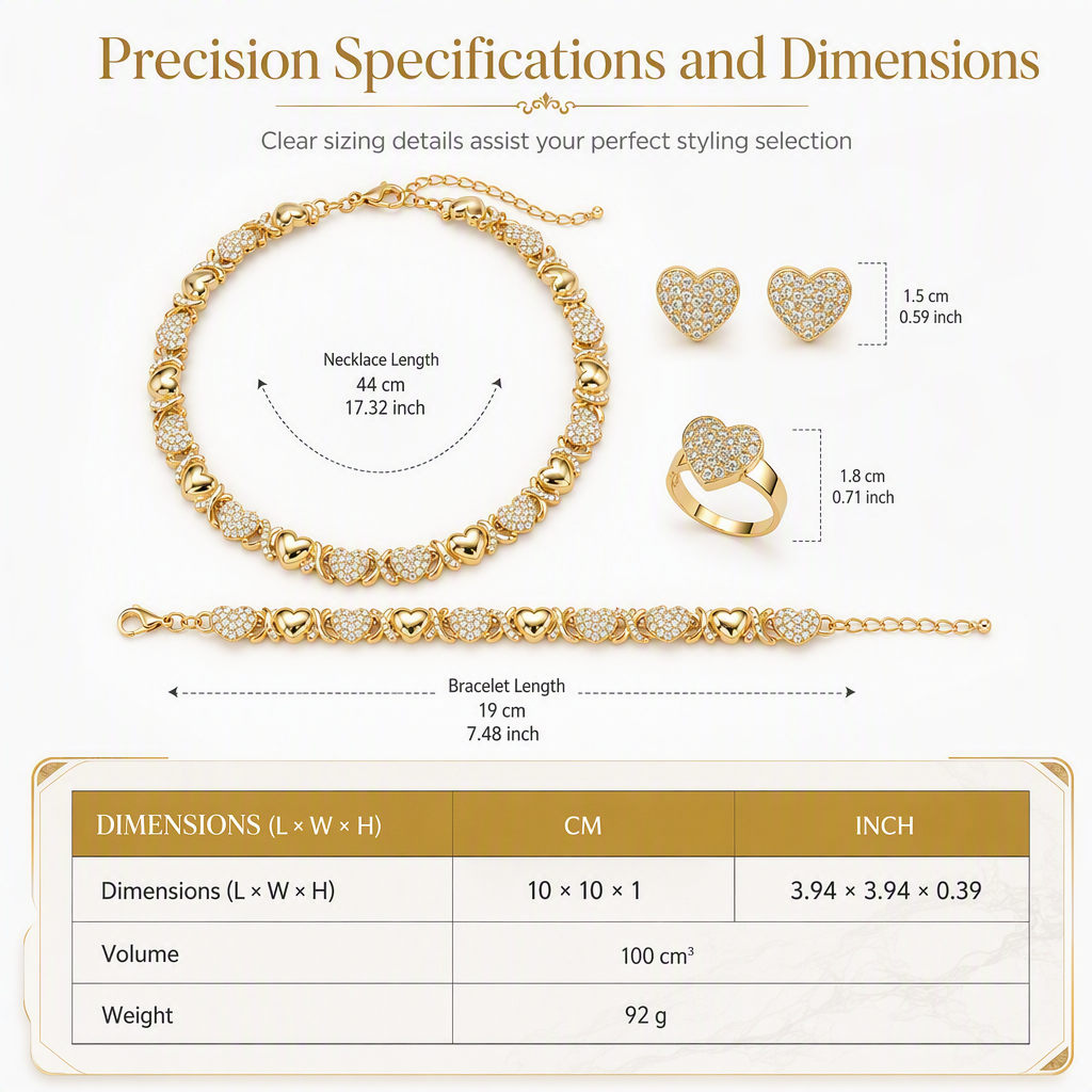 💎 50% RABATT! ❤️ 4‑teiliges Herz-Schmuckset – Kette, Ohrringe, Armband & Ring ✨