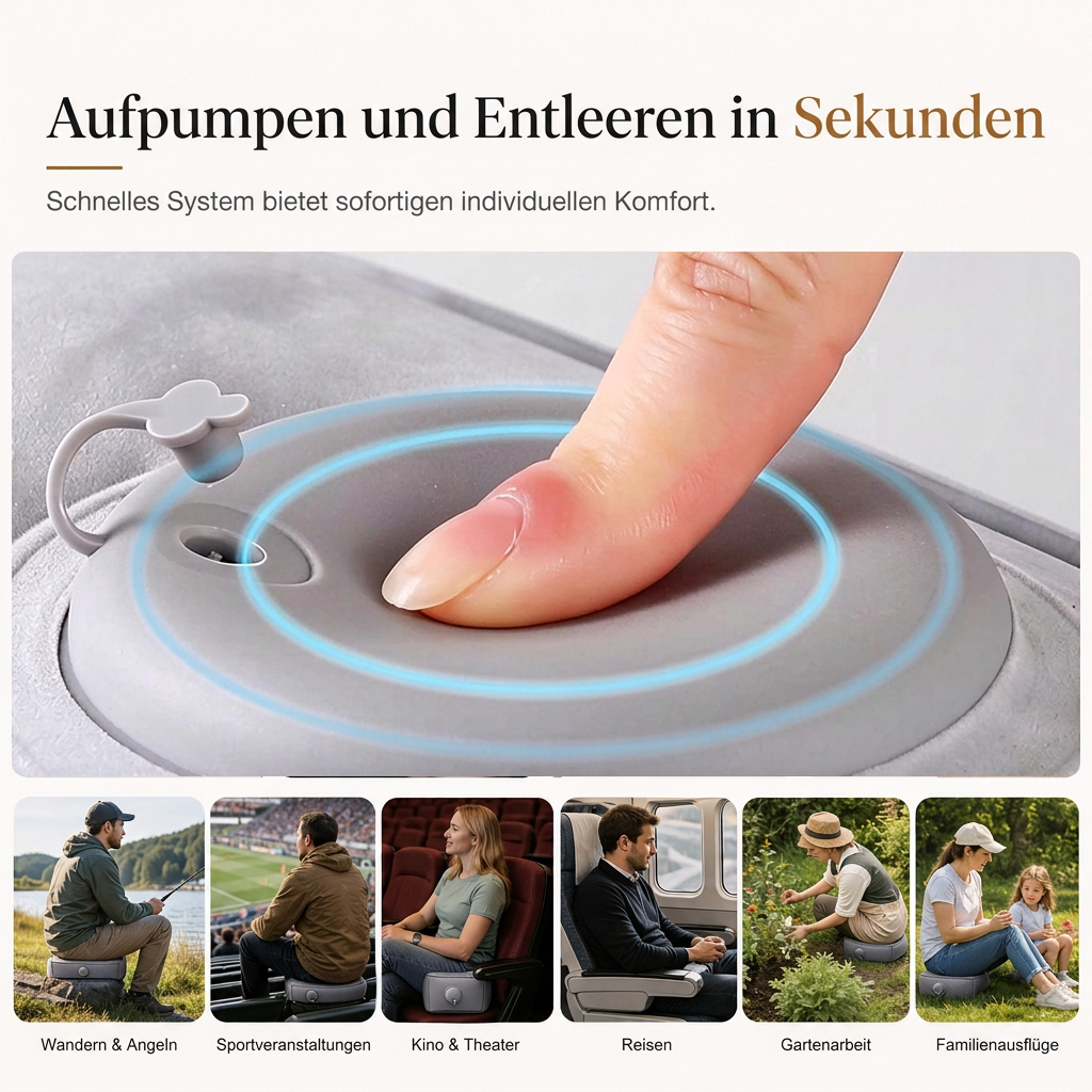 🎵 Aufblasbares Sitzkissen für Konzerte & Festivals – Bequem, leicht & feuchtigkeitsabweisend