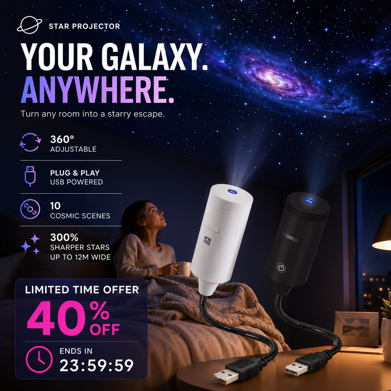 🌌✨ 50% RABATT! Plug-and-Play-HD-Sternprojektor – Über 50.000 zufriedene Nutzer – Verwandelt Dein Zimmer in eine magische Sternennacht 🌟
