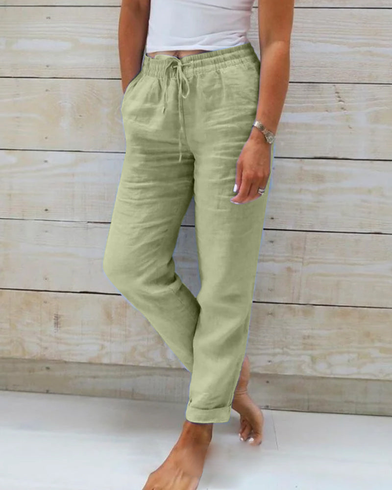 👖 50% RABATT! 🌿 Damenhose aus Baumwolle & Leinen – Elastischer Bund, atmungsaktiv & bequem – Perfekt für lässigen Sommer-Look ☀️
