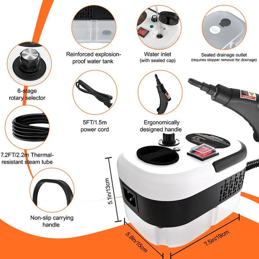🌞Frühlingserwachen: 50% Rabatt!💧2500W Professioneller Handdampfreiniger – 6 Stufen – Chemiefreie Reinigung & Entfettung – Für Küche, Bad & Auto – Hohe Temperatur & Druck