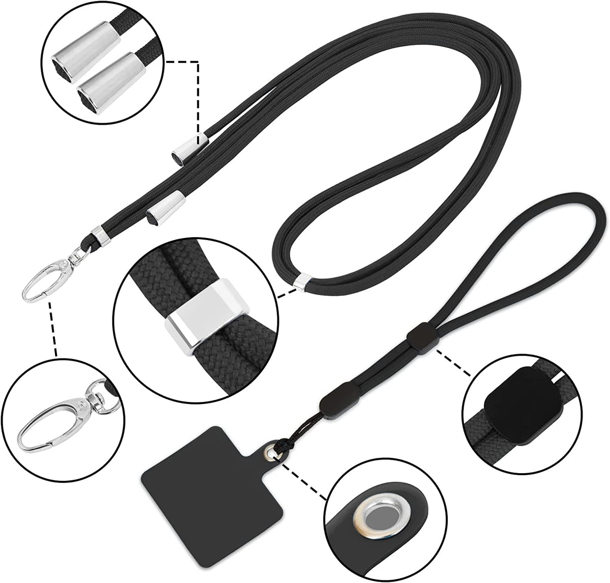 📱 2er-Set Universal-Handyband zum Umhängen – verstellbare Nylon-Handykette