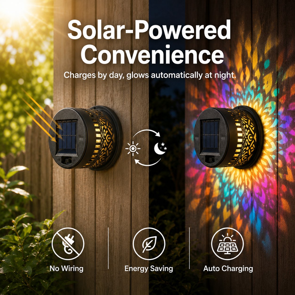 🏡✨ LETZTER TAG FÜR KOSTENLOSEN VERSAND! Solar-Mandala-Wandleuchte für Garten, Zaun & Terrasse – Ornamentale Lichtprojektion, Vintage-Look & wetterfest ☀️