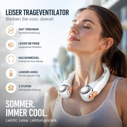 💞Über 50.000 verkauft!🍃💨 50 % RABATT! 🏖️Nacken-Klimaanlage mit Ventilator – ultraleise, 360° drehbar, 3 Geschwindigkeitsstufen. Freihändige Kühlung, lange Akkulaufzeit. 😎🌬️