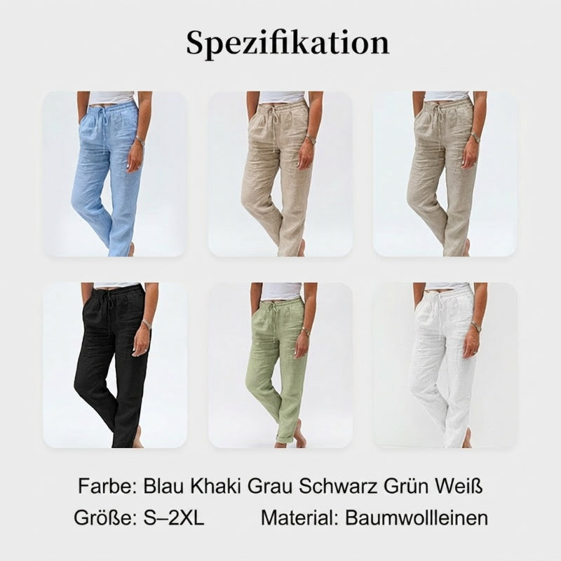 👖 50% RABATT! 🌿 Damenhose aus Baumwolle & Leinen – Elastischer Bund, atmungsaktiv & bequem – Perfekt für lässigen Sommer-Look ☀️