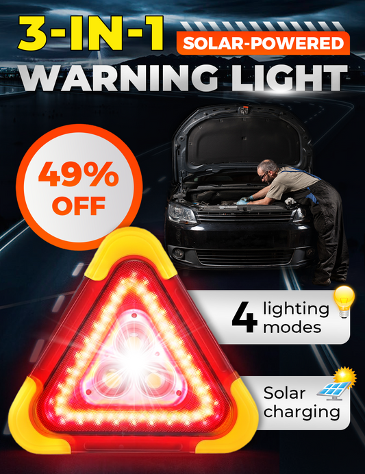 🔥2025 New Arrival🔥 3-IN-1 Solar Emergency Triangle Warning Light at the Roadside&Solarenergie & USB-Aufladung