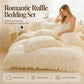 🛏️ 50% RABATT!✨ Einfarbiges 4-teiliges Bettwäsche-Set mit zarter Rüschenborte, weich und gemütlich für jeden Schlafraum🌸