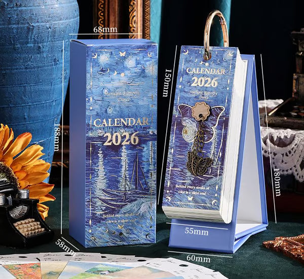 🎨 2026 Vintage Europäischer Stil Ölgemälde Flip Kalender