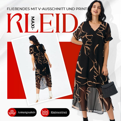 👗🌸 50% RABATT! Fließendes Maxikleid mit V-Ausschnitt und Print – Leicht, luftig & perfekt für warme Tage – die Antwort auf „Was soll ich morgen anziehen?“ ✨