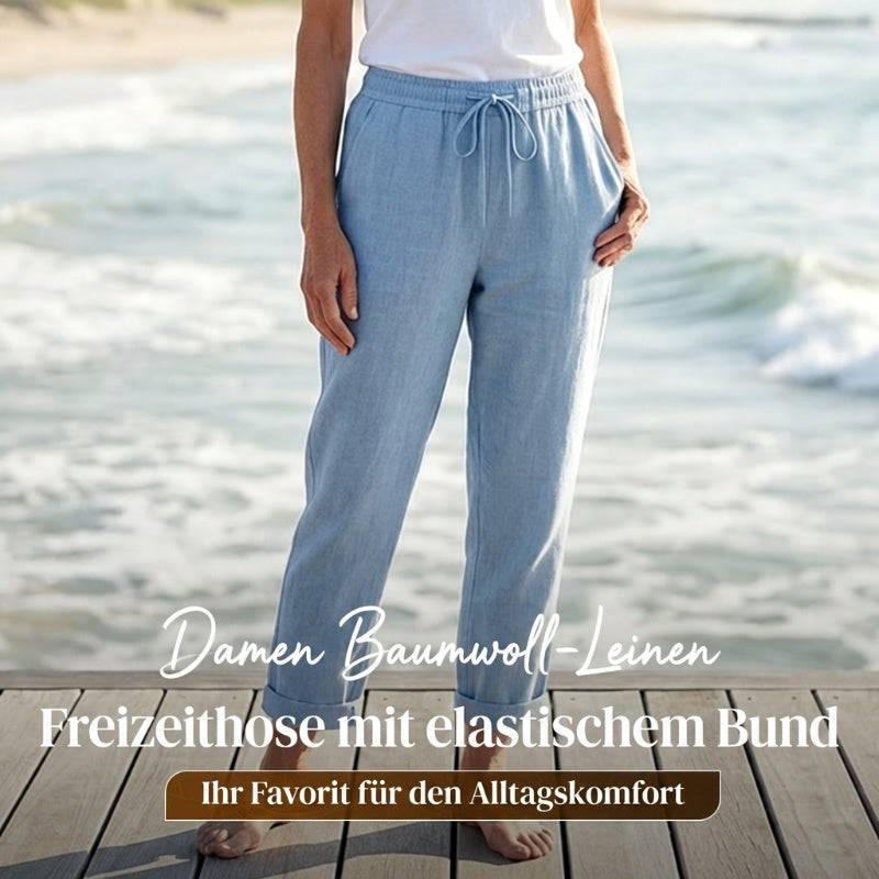 👖💕 50% RABATT! Damen Baumwoll-Leinenhose mit elastischem Bund – Lässig, bequem & atmungsaktiv! ✨