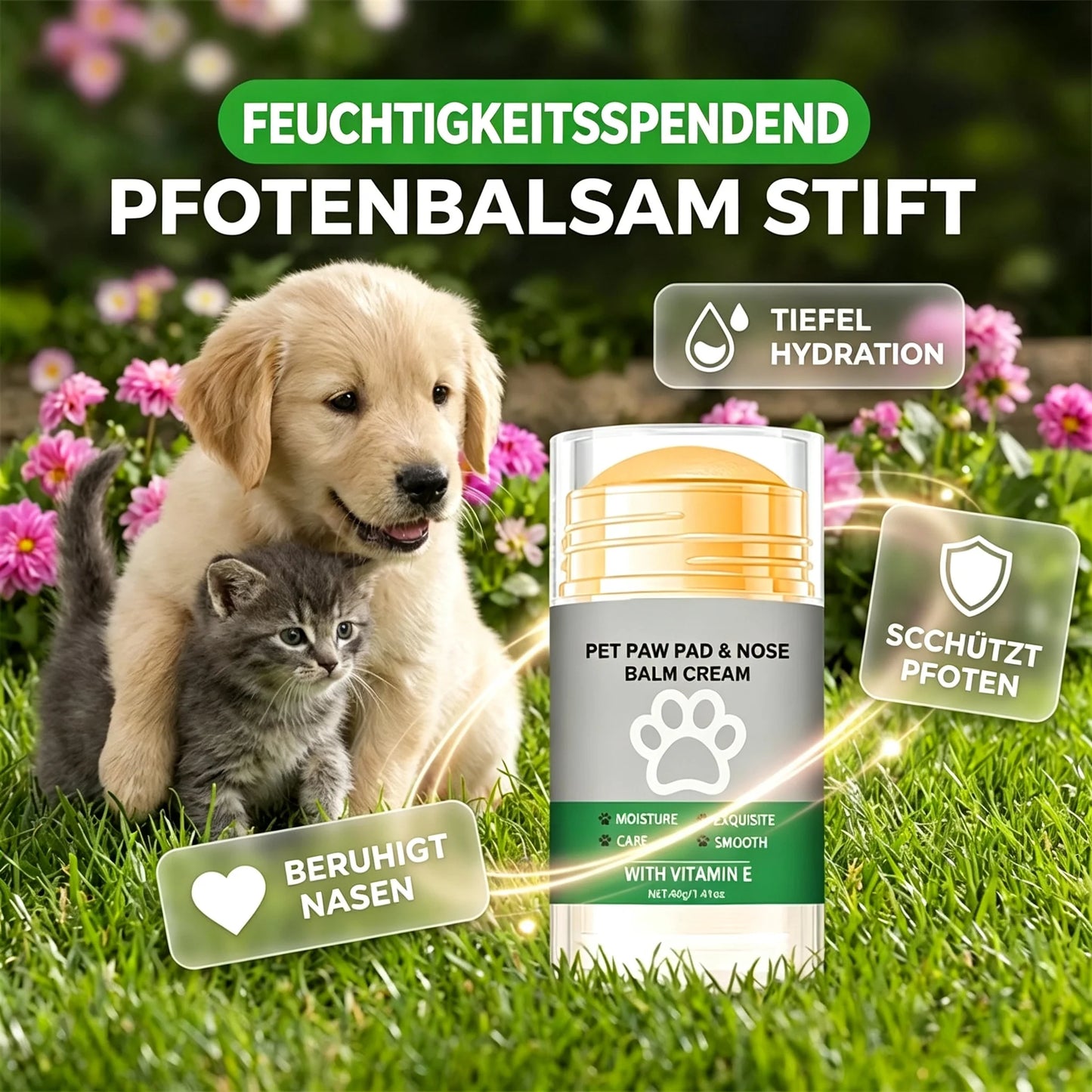 💥🎁2 kaufen，1 gratis🐶🐈Feuchtigkeitspflegender Pfotenbalsam – praktische Pflege für weiche und gepflegte Pfoten