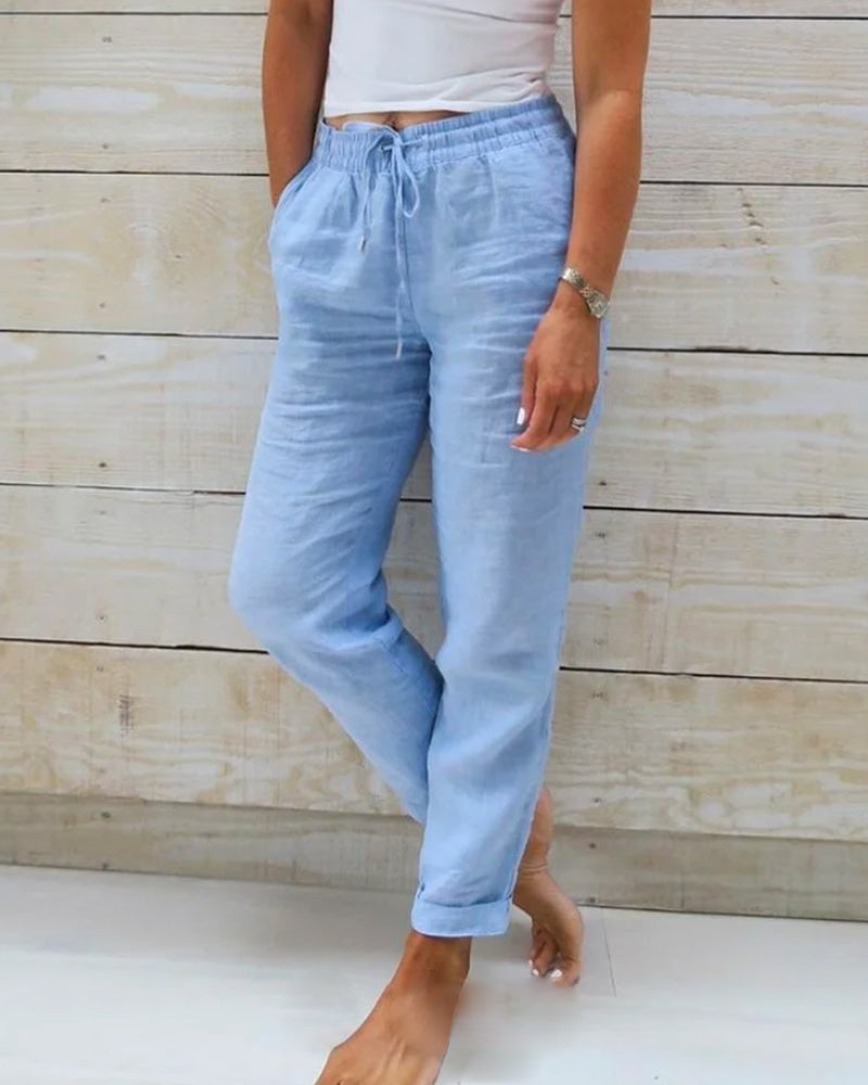 👖 50% RABATT! 🌿 Damenhose aus Baumwolle & Leinen – Elastischer Bund, atmungsaktiv & bequem – Perfekt für lässigen Sommer-Look ☀️