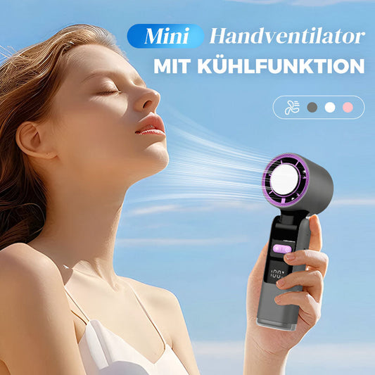 🧊❄️ SOMMERAKTION: −50% – NUR KURZE ZEIT! Mini Handventilator mit Eiskühlfunktion – 4000 mAh Akku, kompakt 183 mm, 3 Farben (Grau/Rosa/Weiß) – Perfekt für Strand, Büro & unterwegs ✨