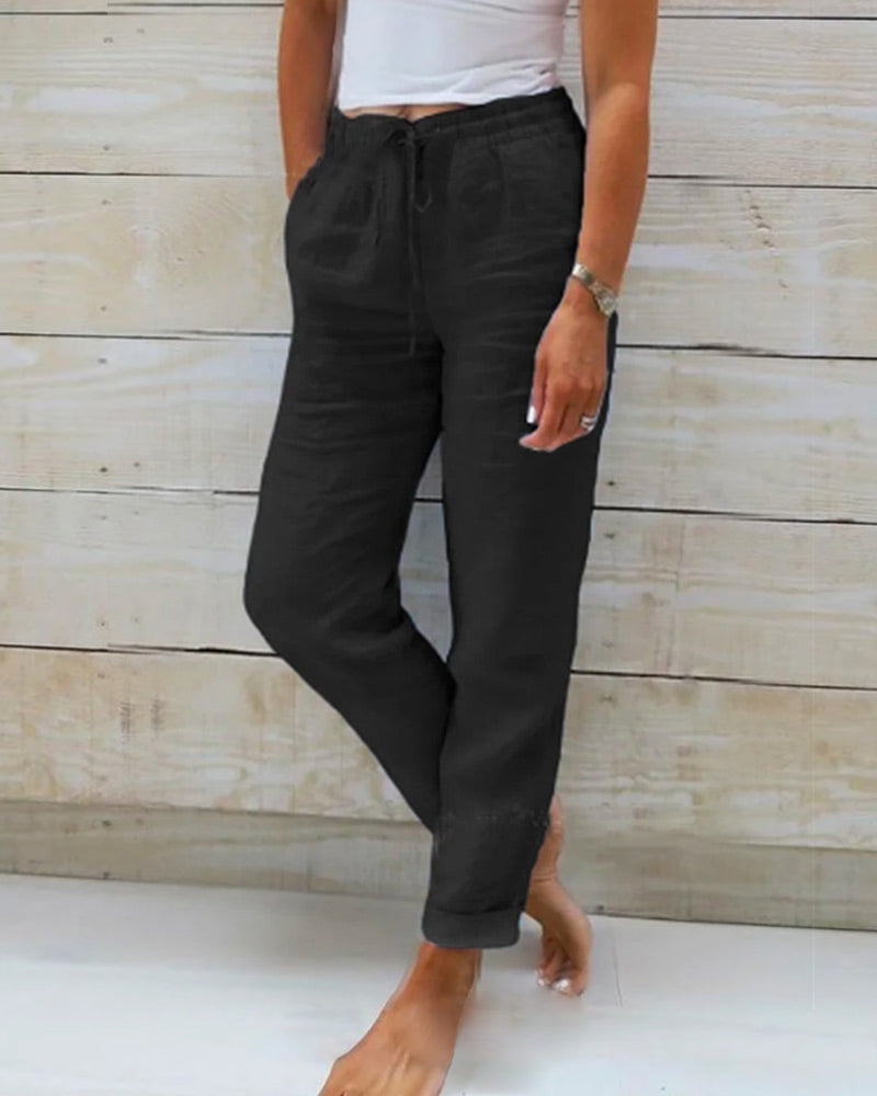 👖 50% RABATT! 🌿 Damenhose aus Baumwolle & Leinen – Elastischer Bund, atmungsaktiv & bequem – Perfekt für lässigen Sommer-Look ☀️