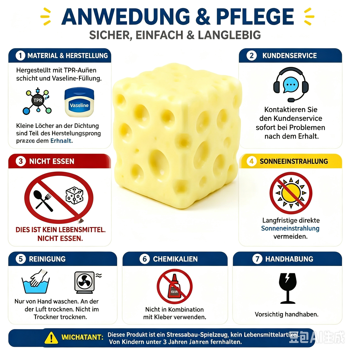 🔥 50% RABATT! 🧀 XXL Käse Squishy – Langsam Rückfedernder Anti-Stress Knautschball | Superweich, Formbar & Unwiderstehlich Zum Kneten
