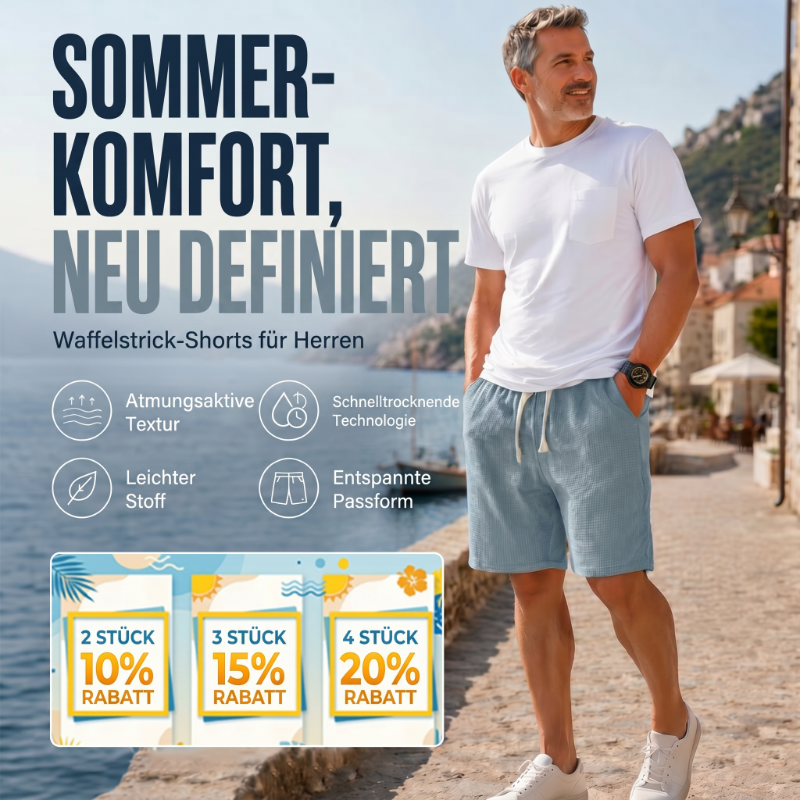 🩳🌬️ 50% RABATT! Atmungsaktive Herren-Shorts mit Waffelstruktur – Leicht, bequem & perfekt für Sport, Freizeit & heiße Tage ✨