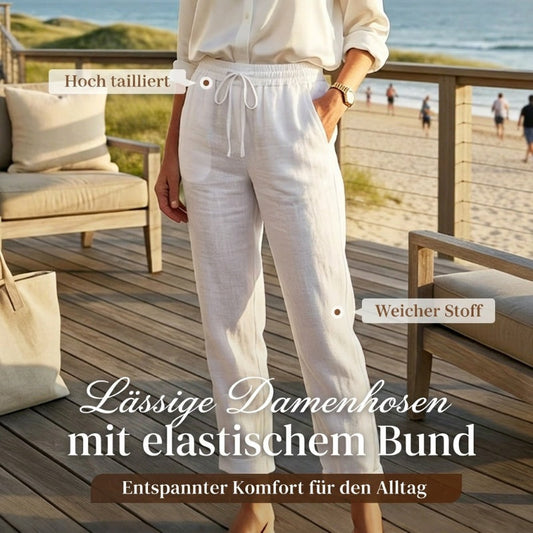 👖 50% RABATT! 🌿 Damenhose aus Baumwolle & Leinen – Elastischer Bund, atmungsaktiv & bequem – Perfekt für lässigen Sommer-Look ☀️