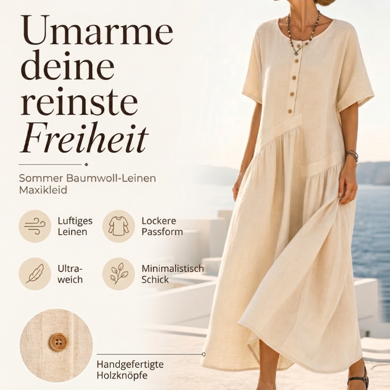 👗💎 DER SOMMERHIT 2026 – DER WAHNSINN! Maxikleid für Damen mit Knopfleiste und kurzen Ärmeln – Leicht, luftig & stilvoll – Perfekt für warme Tage am Strand, in der Stadt oder im Urlaub ✨