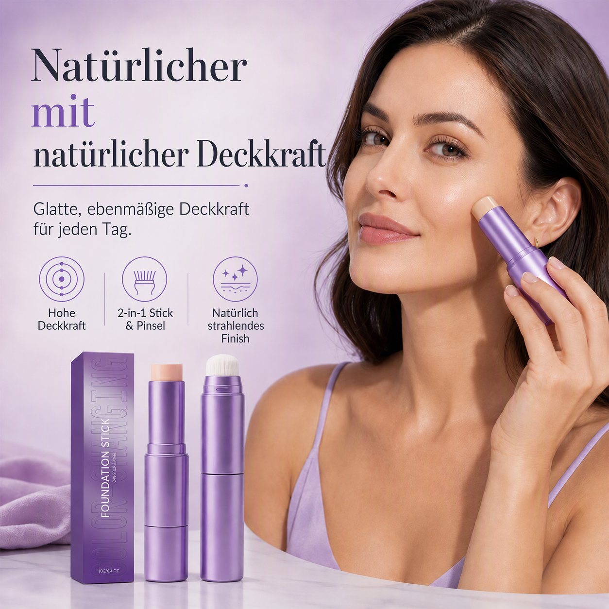 🔥Über 50.000 Frauen vertrauen darauf🔥 2-in-1-Foundation-Stick mit Farbwechsel-Effekt