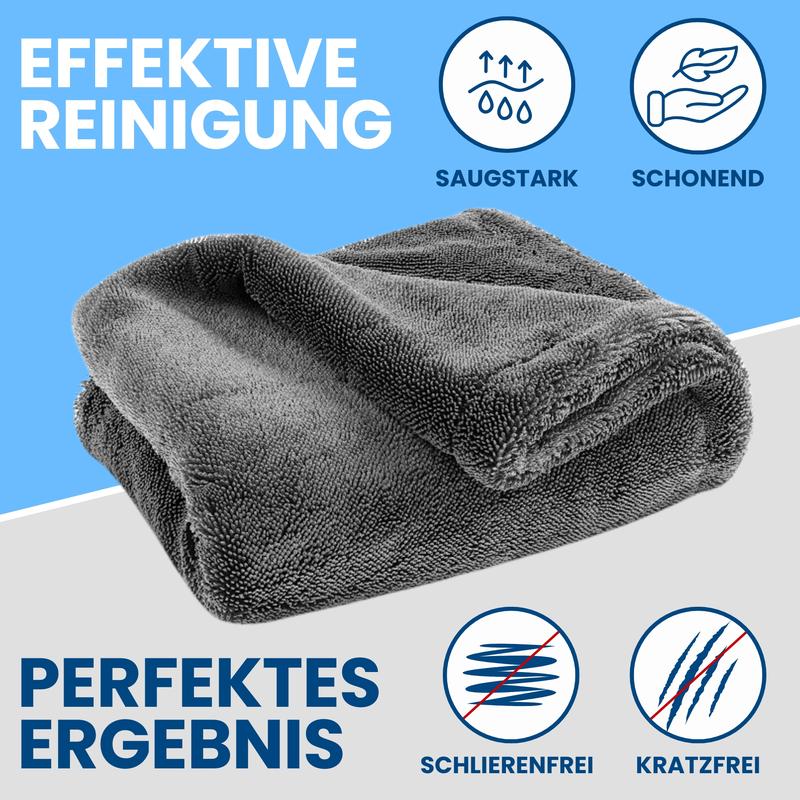 💧 "Twisted" XXL Auto-Trockentuch – Hochdichte Mikrofaser mit 1800 GSM, weltweit saugstärkstes Auto-Pflegetuch