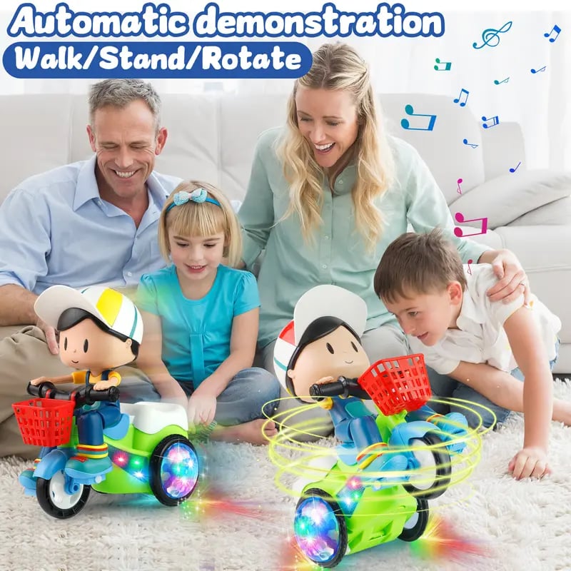 🛴 50 % RABATT!✨ Sorgt für tollen Spielspaß – Elektrisches Stunt‑Dreirad, Lichteffekt, strapazierfähig