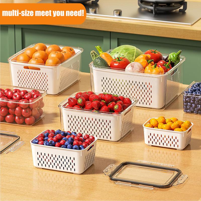 ✨50 % RABATT🍓✨ 3-teiliges Obstbehälter-Set – Herausnehmbares Sieb, auslaufsicher und stapelbar