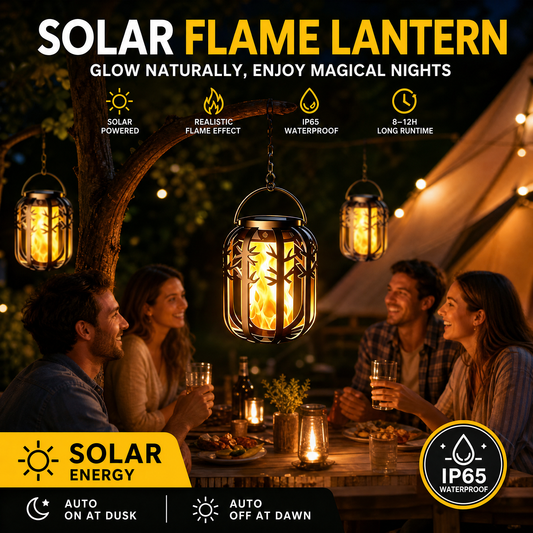☀️ Solar-Flackerflammen-Laterne – Wasserdicht & automatisch – Realistisches warmes Licht, perfekt für Terrassen, Gärten oder Wege – kein Kabel nötig 🌙