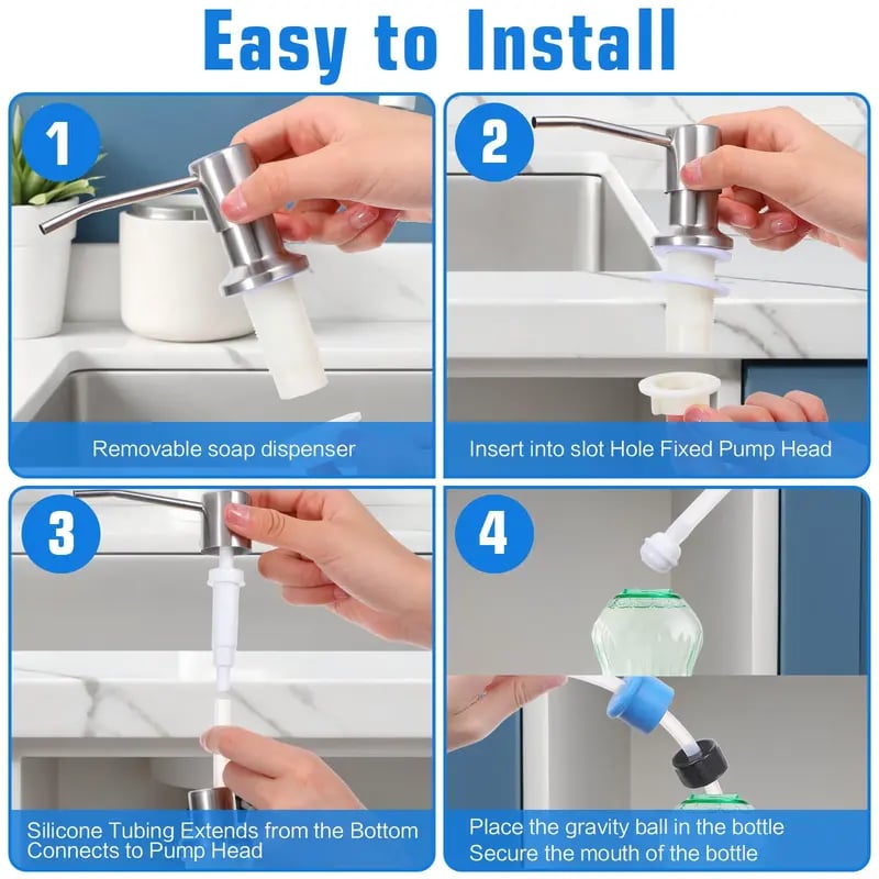 🧴 Edelstahl-Seifenspender für Spülbecken – mit verlängertem Silikonschlauch & praktischer Pumpe, ideal für Küche & Bad 🚰