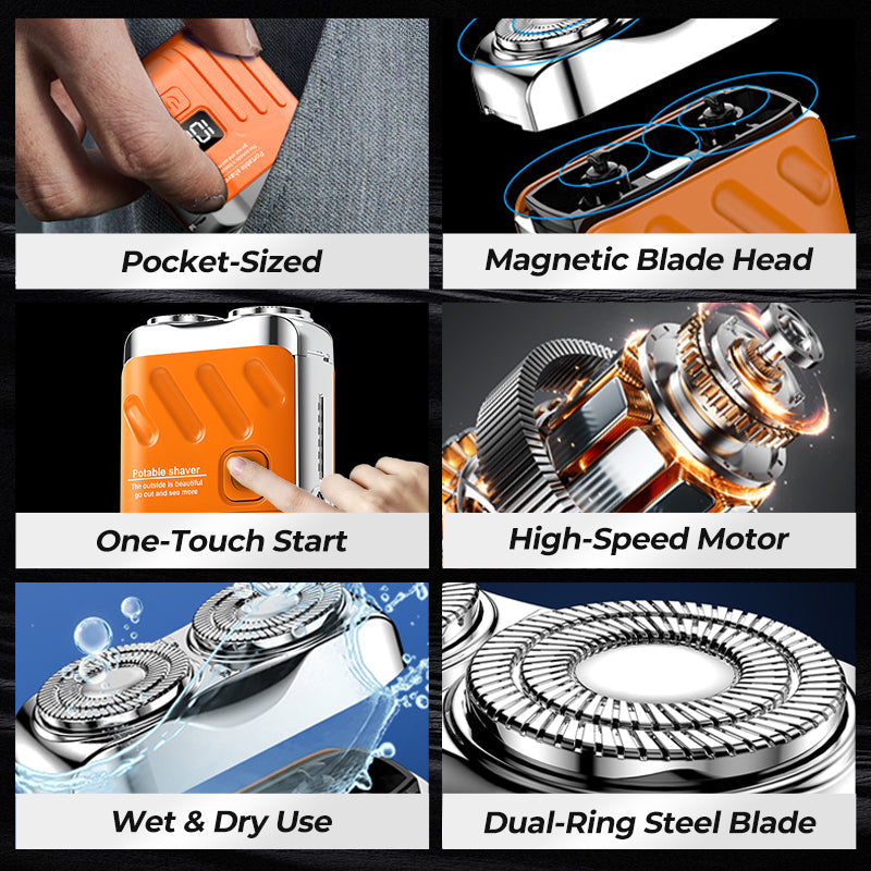 ⚡🪒 Mini-Elektrorasierer für Herren – Tragbar, kabellos & IPX7 wasserdicht. Perfekt für Reise, Büro & Auto!